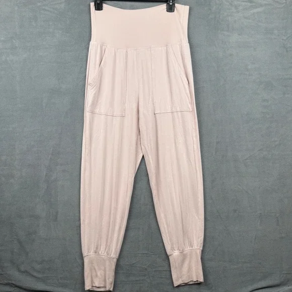 Aerie Women's Lounge Pants Joggers Pink Ribbed Waistband Pockets Size M - Picture 1 of 5